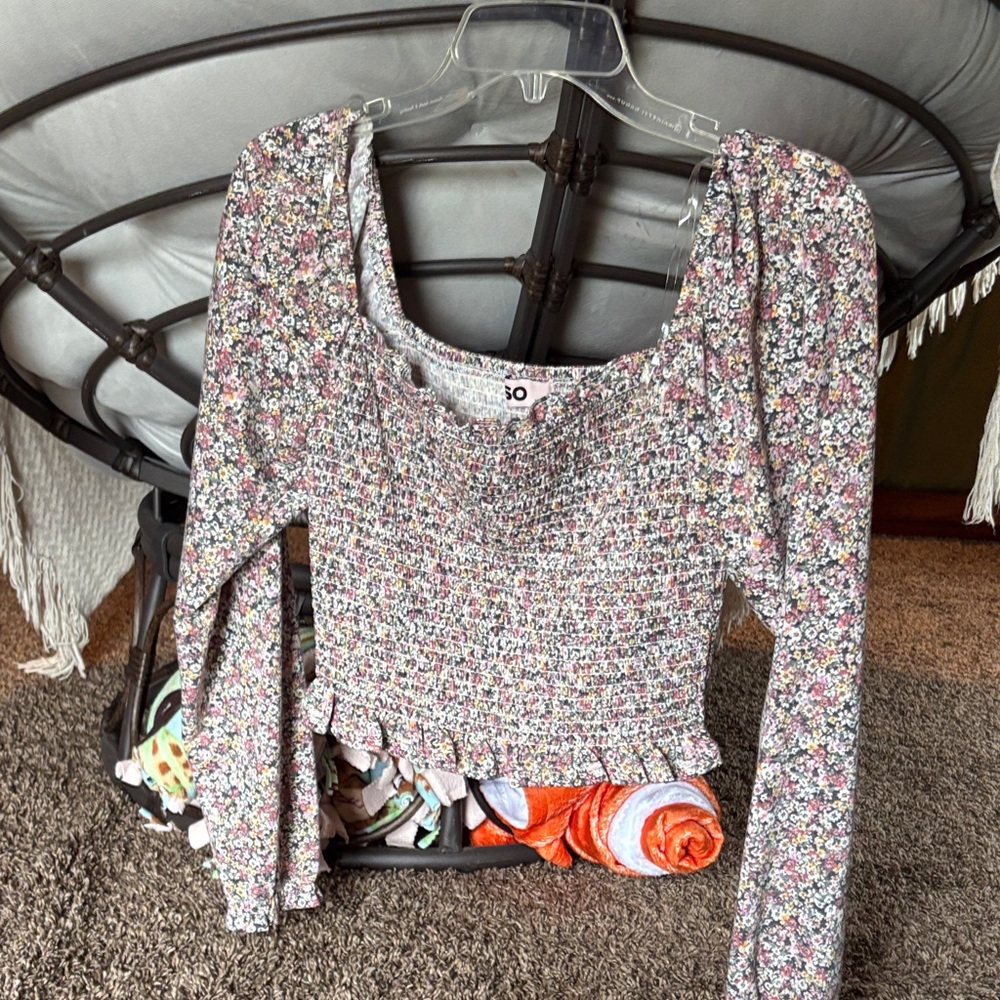 SO Multicolor Floral Smocked Blouse
